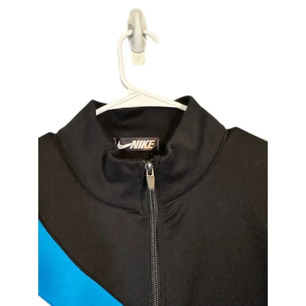 Nike Black Blue Gray Cotton Blend Long Sleeve Full Zip Jacket VTG Men Sz XL